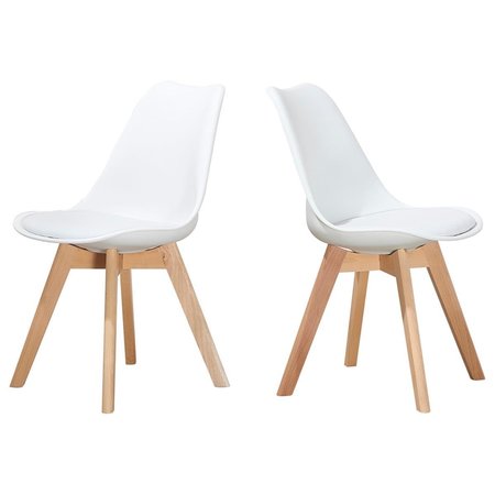 KD GABINETES Mid Century Modern Side Chairs, White - Set of 2 KD2533023
